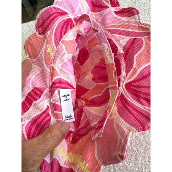 NEW 💛 Janie and Jack 💛‎ Baby Bonnet Sun Bucket Hat Pink Paisley 6-12 Months - Picture 2 of 2